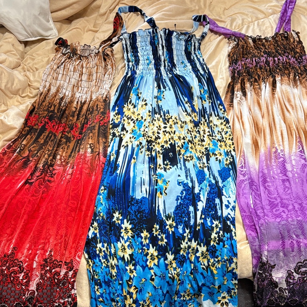 Elegant Floral Maxi Dress Trio